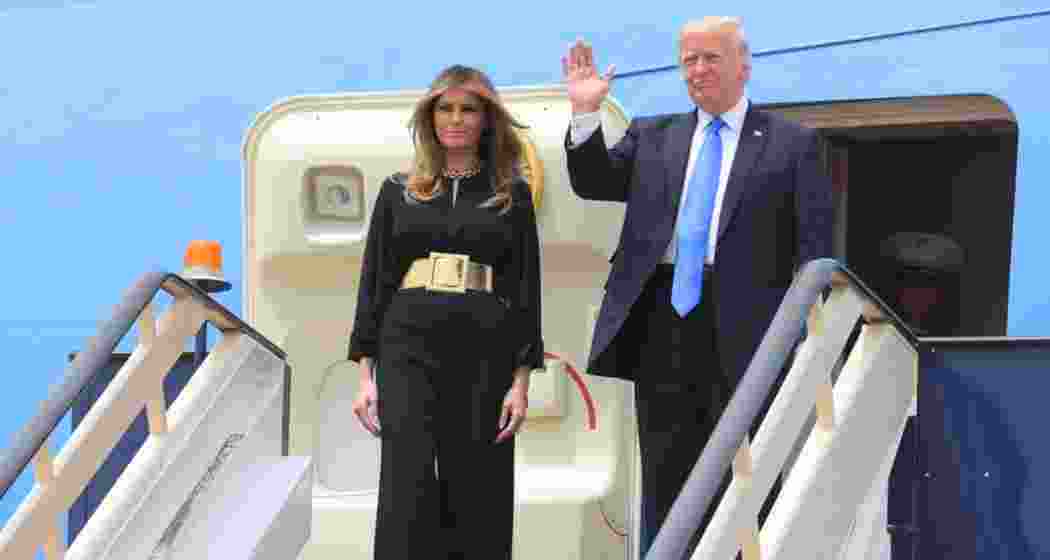 President Trump arrives in Saudi Arabia with First Lady Melania on his first foreign tour in 2017.