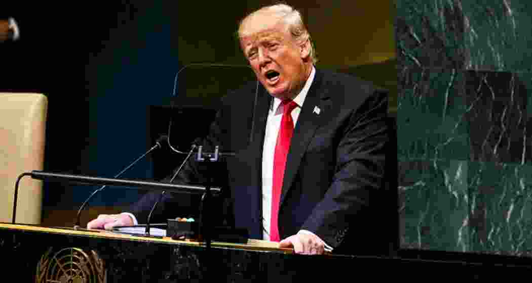 US President Donald Trump addressing the United Nations General Assembly in New York.