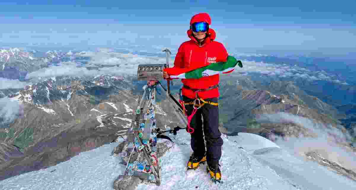 Sikkim mountaineer Tshering Choden after summiting Mount Elbrus in Russia, becoming one step closer to completing the prestigious Seven Summits mountaineering challenge.