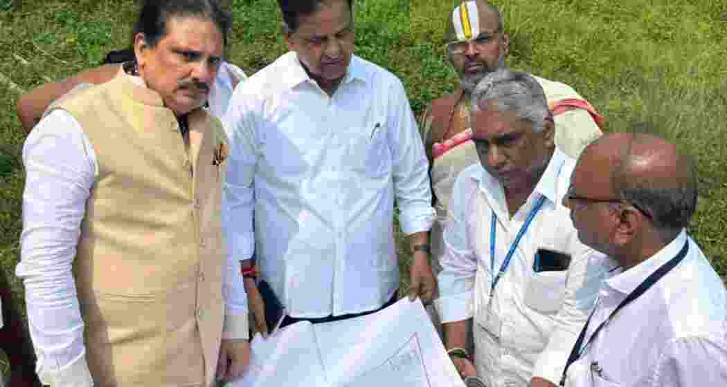 TTD Trust Board Chairman B.R. Naidu and other officials take possession of a 10-acre plot for the construction of a Sri Venkateswara temple at Amerigog village in Kamrup Metropolitan district of Assam on Tuesday.
