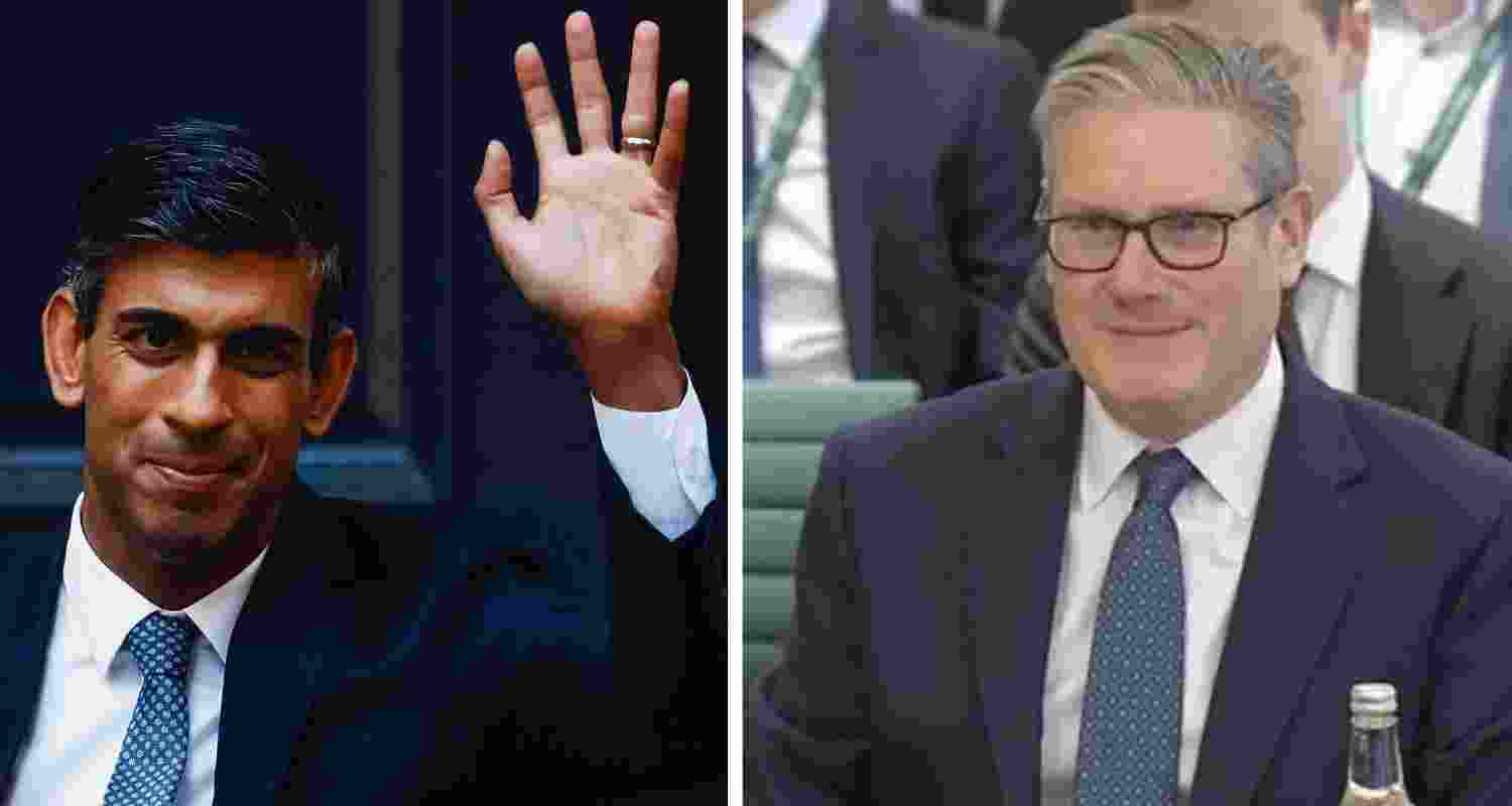 Former Britain prime minister Rishi Sunak and current British Prime Minister Keir Starmer. File photo.