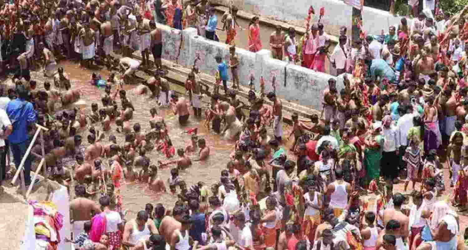 Huge rush of devotees at the site where the stampede occurred at Goddess Sree Lairai Devi temple in Shirgao village of North Goa district on Saturday.