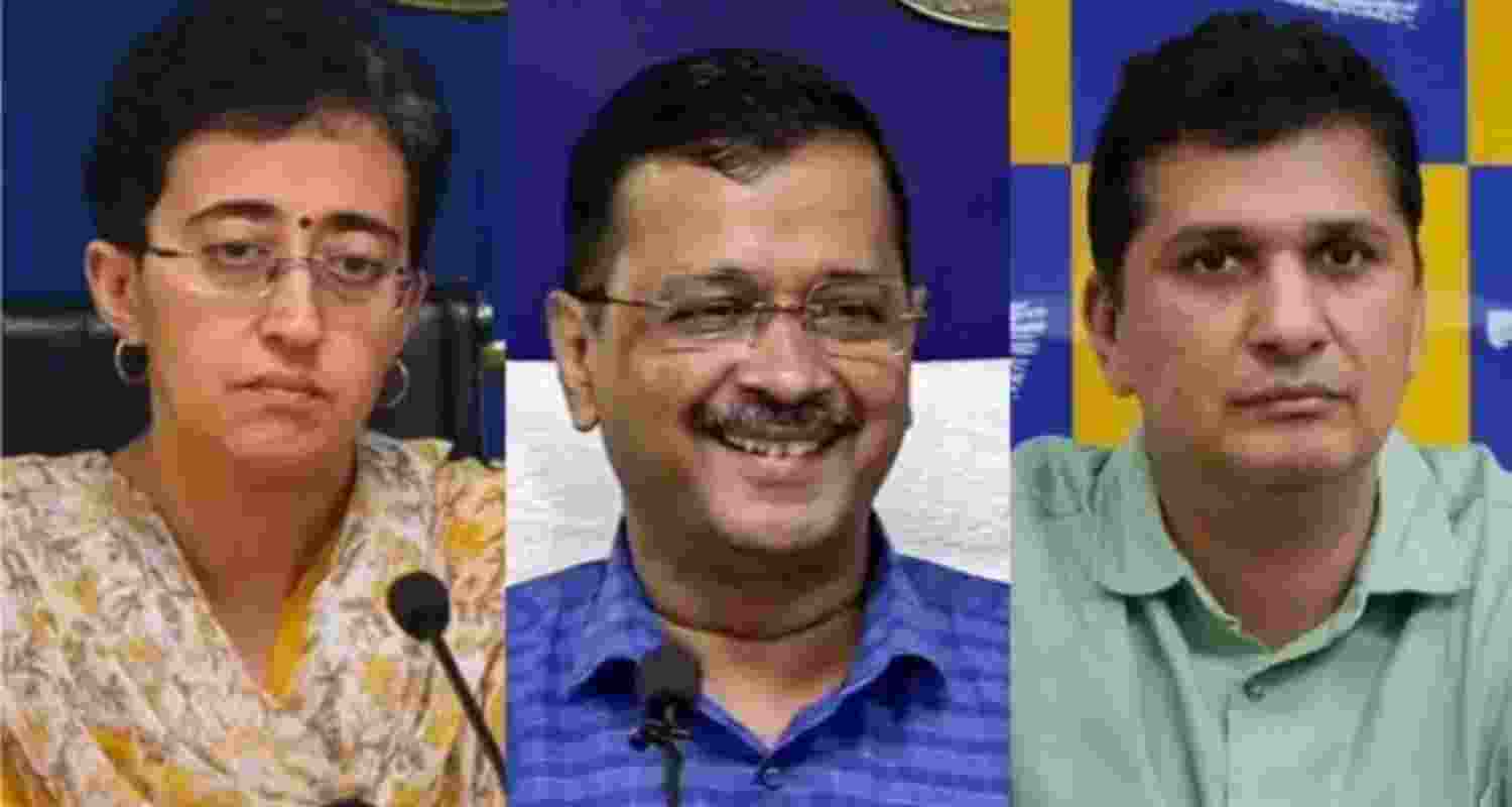 AAP Leader Atishi, Delhi CM Kejriwal and AAP Leader Saurabh Bhardwaj. Image for representative use only. AAP Leader Atishi, Delhi CM Kejriwal and AAP Leader Saurabh Bhardwaj. Image for representative use only.