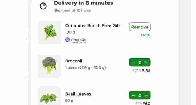 Blinkit, renowned for its swift grocery deliveries, has rolled out an update: complimentary coriander with purchases meeting a specific vegetable threshold. Blinkit, renowned for its swift grocery deliveries, has rolled out an update: complimentary coriander with purchases meeting a specific vegetable threshold.