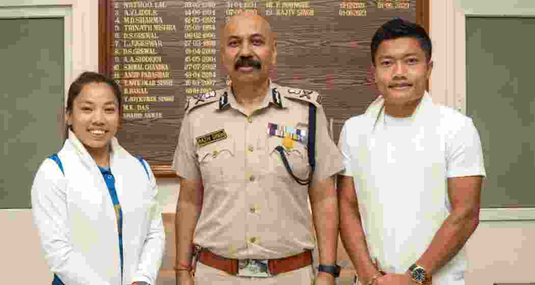 Manipur Police felicitated Mirabai Chanu and Sahnglakpam Nilakanta Sharma.