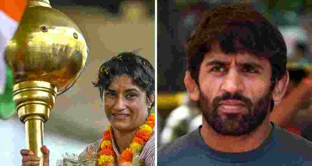Indian Wrestlers Vinesh Phogat and Bajrang Punia. 