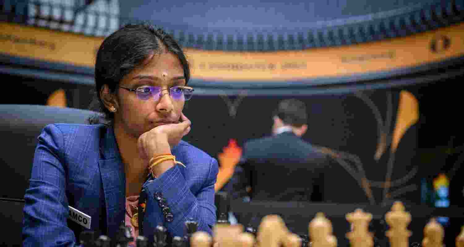 Vaishali Rameshbabu in 2024 candidates tournament. Image: FIDE/X. 