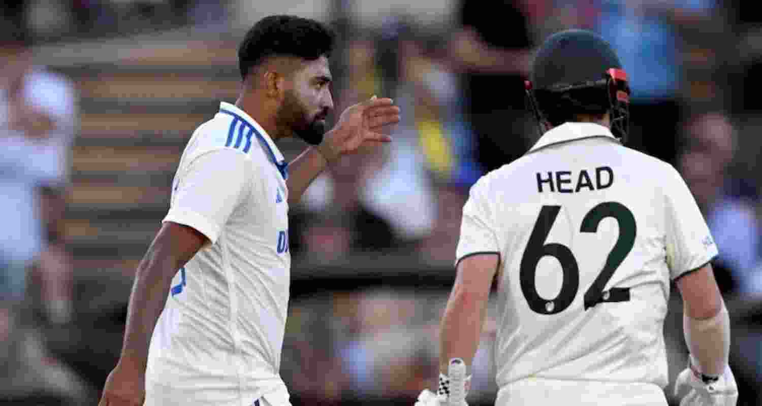 Indian pacer Mohammed Siraj and Australia batsman Travis Head. Image: X. 