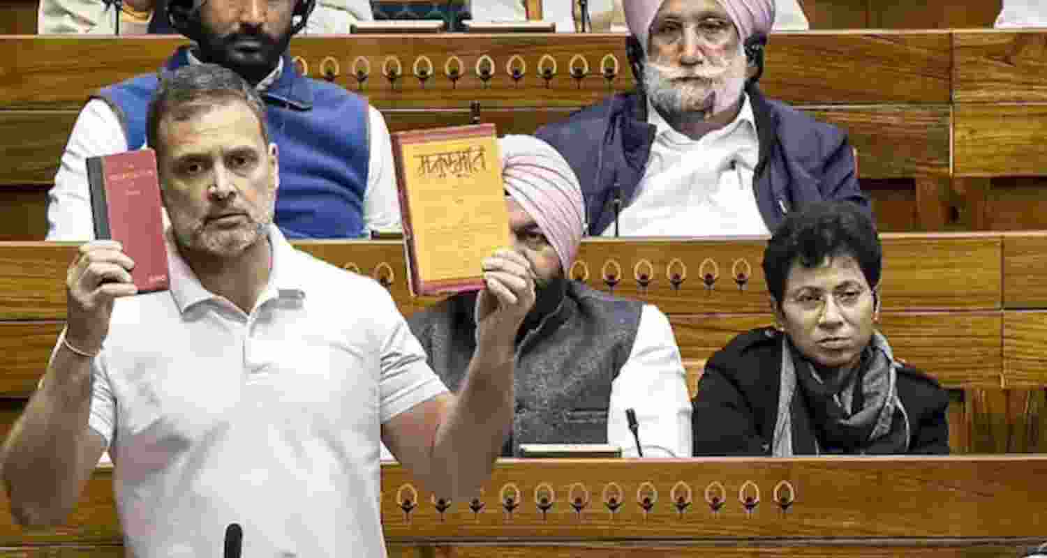 BJP adheres to Manusmriti not Constitution says Rahul Gandhi. BJP adheres to Manusmriti not Constitution says Rahul Gandhi.