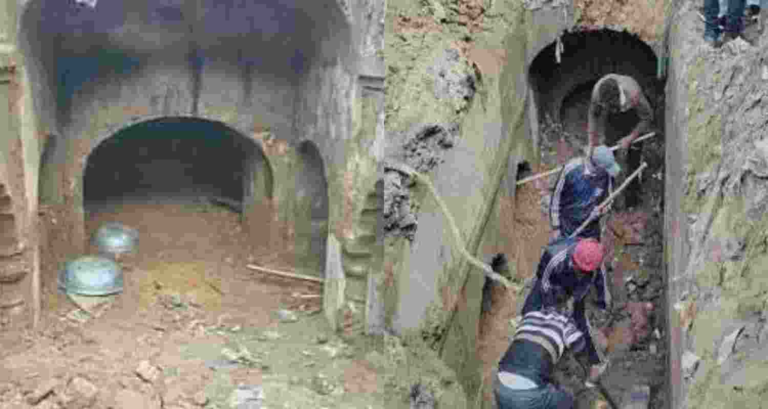 New police outpost construction underway near Jama Masjid Sambhal.