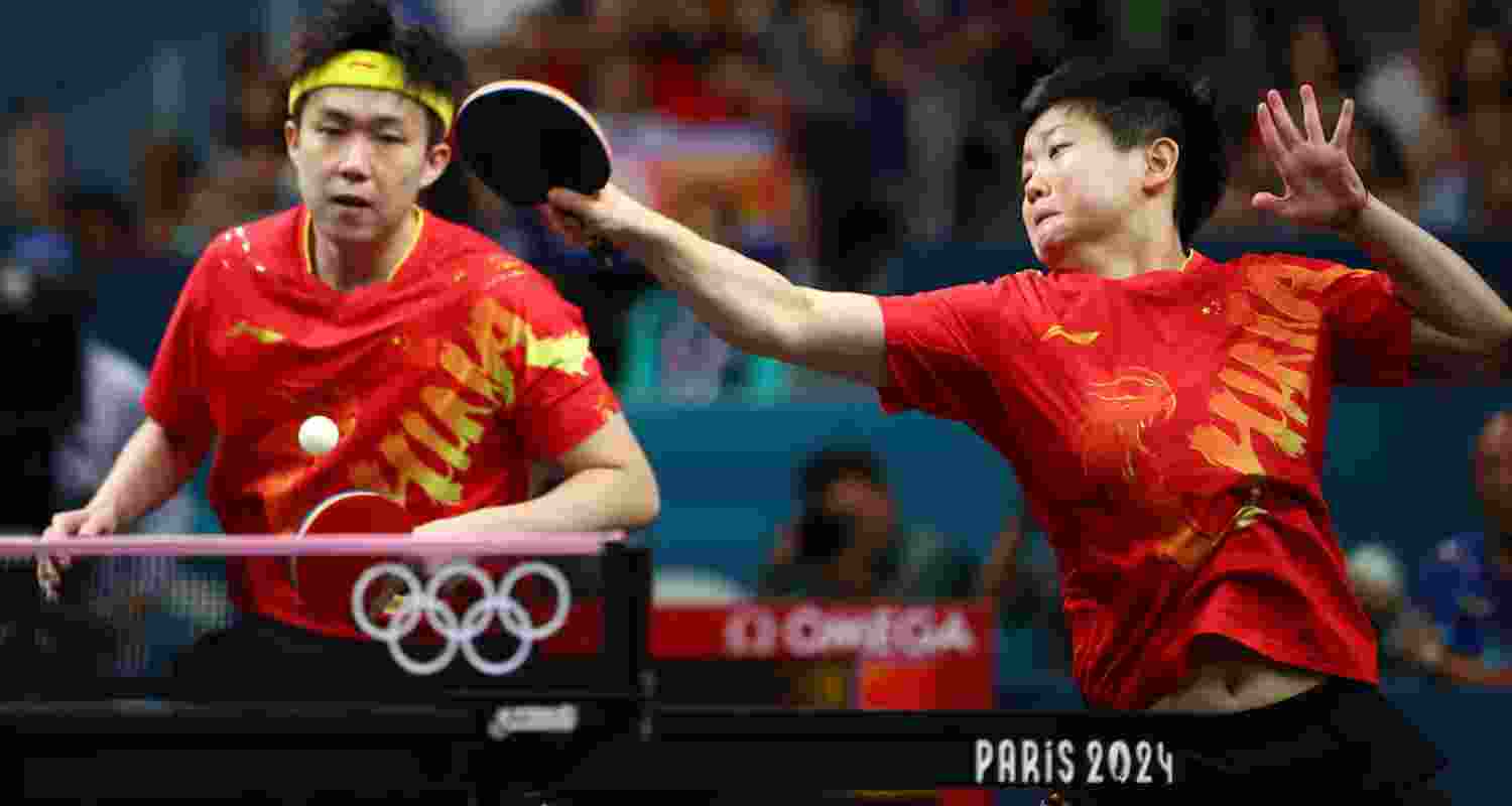 China’s dominance in Table Tennis continues with Wang Chuqin and Sun Yingsha leading ITTF ranking into 2025. Image - Wang, Sun Playing at Paris Olympics.