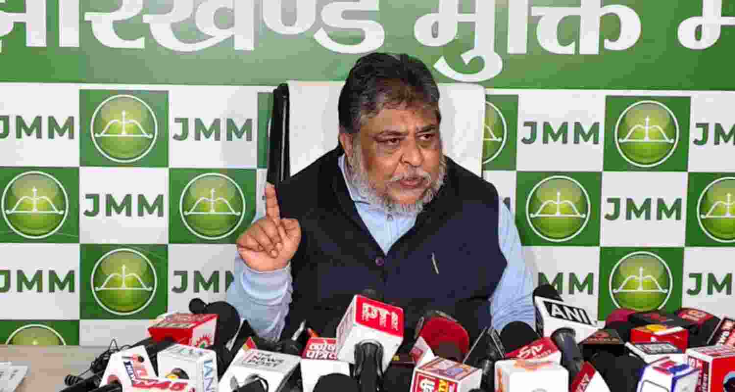 JMM General Secretary cum Spokesperson Supriyo Bhattacharya addressing media persons in a press conference in Ranchi on Saturday. JMM General Secretary cum Spokesperson Supriyo Bhattacharya addressing media persons in a press conference in Ranchi on Saturday.