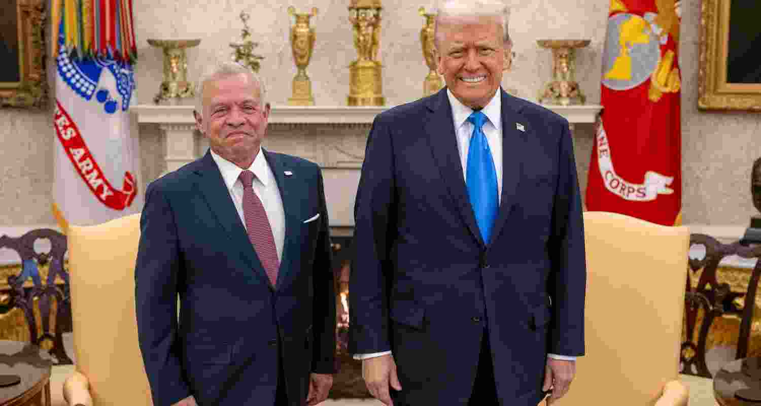 President Donald Trump meets Jordanian King Abdullah at White House.