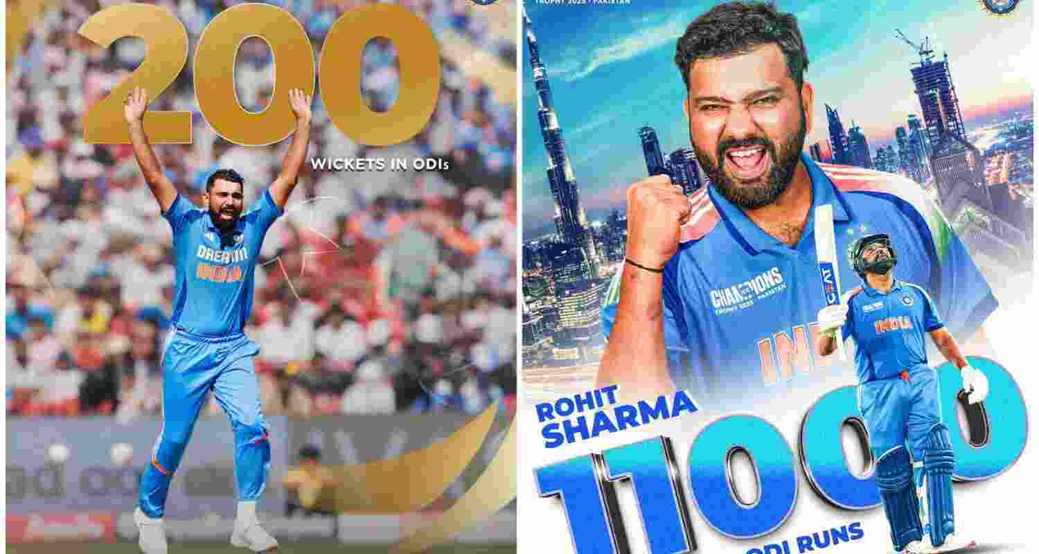 Shami makes history with fastest 200 wickets, Rohit cements 11000 ODI runs legacy. Image BCCI X.