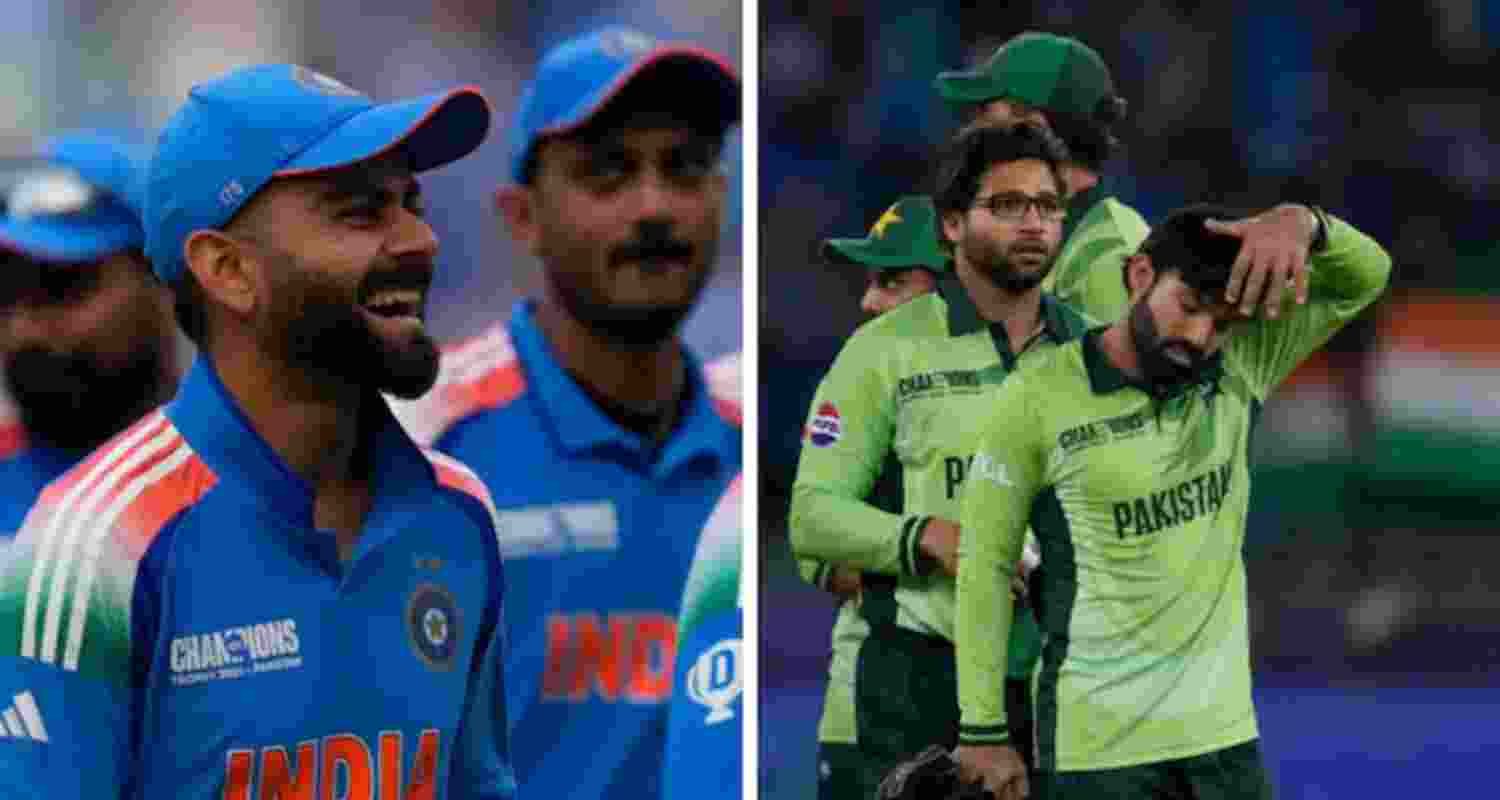 Champions Trophy: India reach semi-final, Pakistan suffer embarrassing early exit. Champions Trophy: India reach semi-final, Pakistan suffer embarrassing early exit.