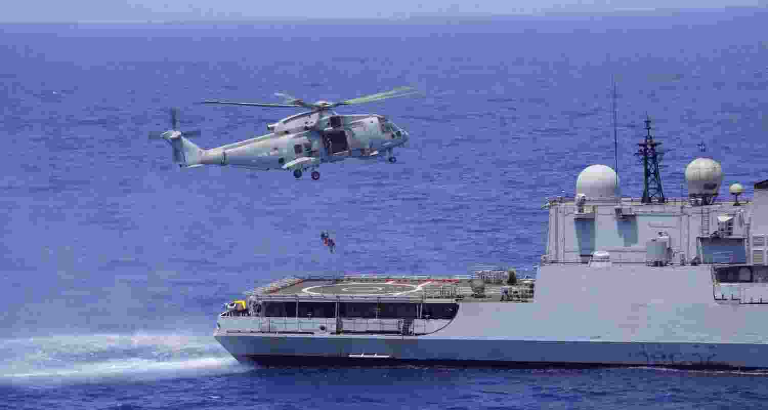 Indian-UK navies hold joint exercise in Arabian Sea.