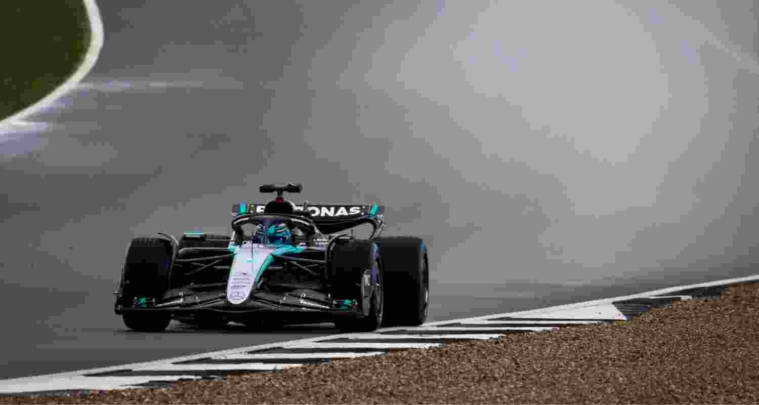 British GP sees downpour before race begins.