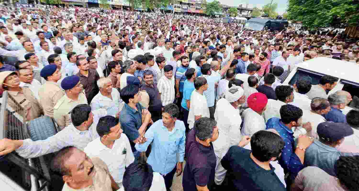 Sabar Dairy Protest 47 Arrested Police Hunt Ex-MLA.