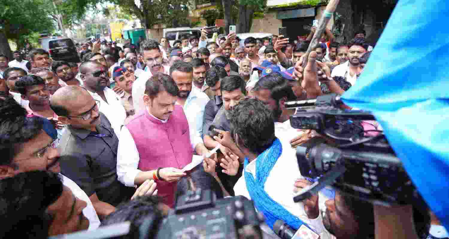 Maharashtra CM Fadnavis inspects flood-hit areas in Solapur. Maharashtra CM Fadnavis inspects flood-hit areas in Solapur.