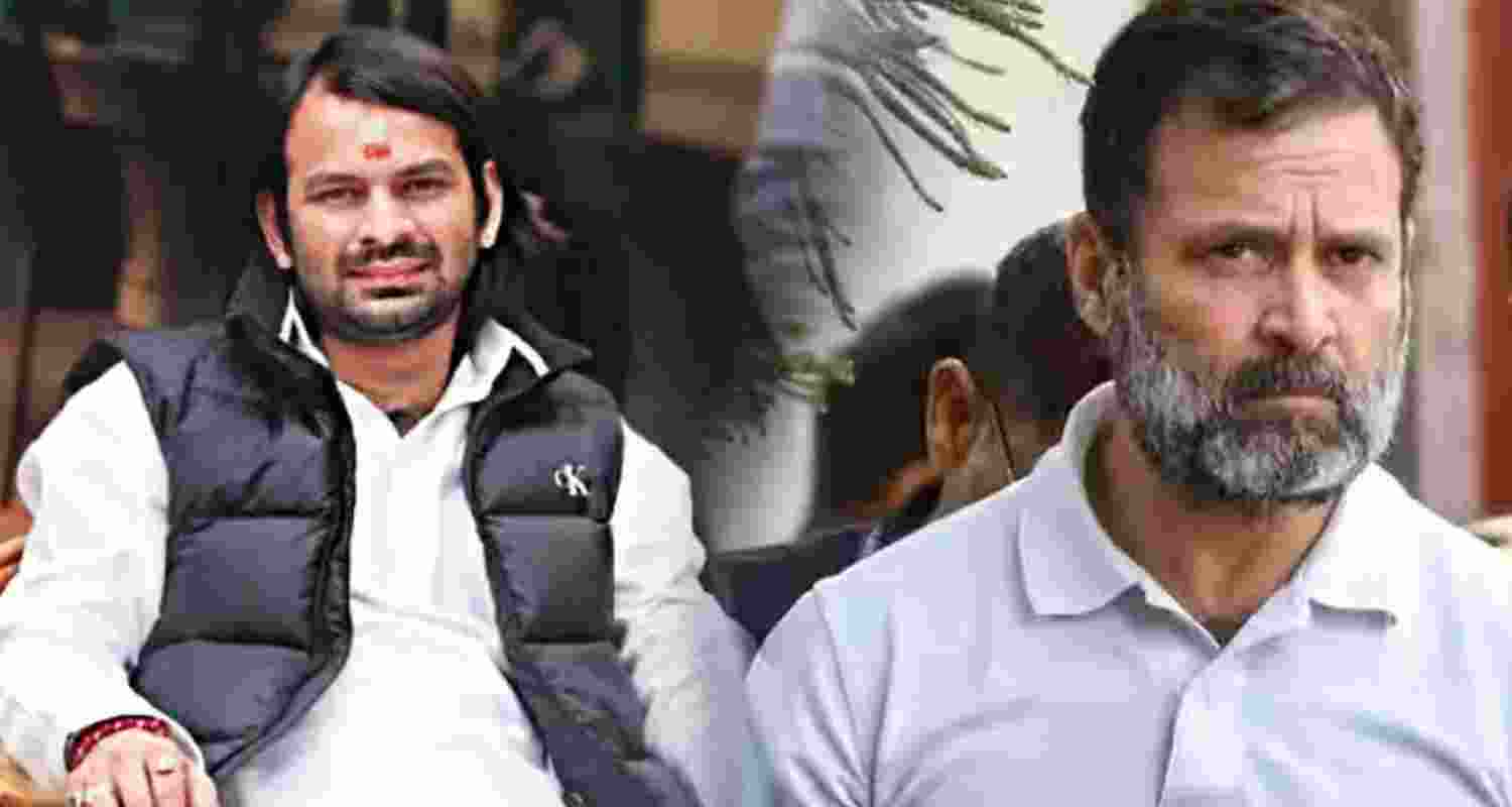 Tej Pratap mocks Rahul Gandhi for remarks on Indian democracy.