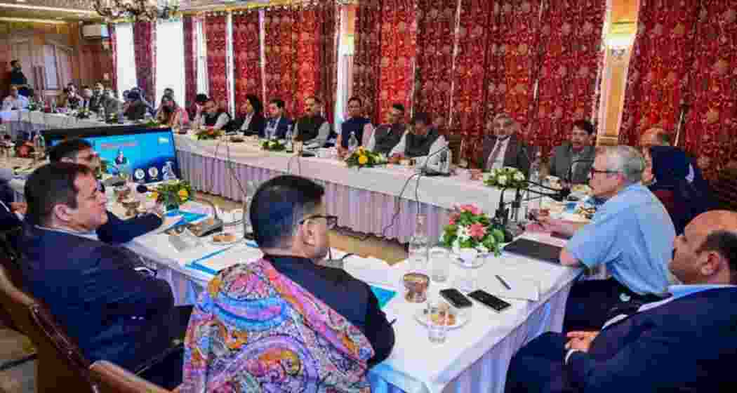 J&K Chief Minister Omar Abdullah during a meeting in Gulmarg 