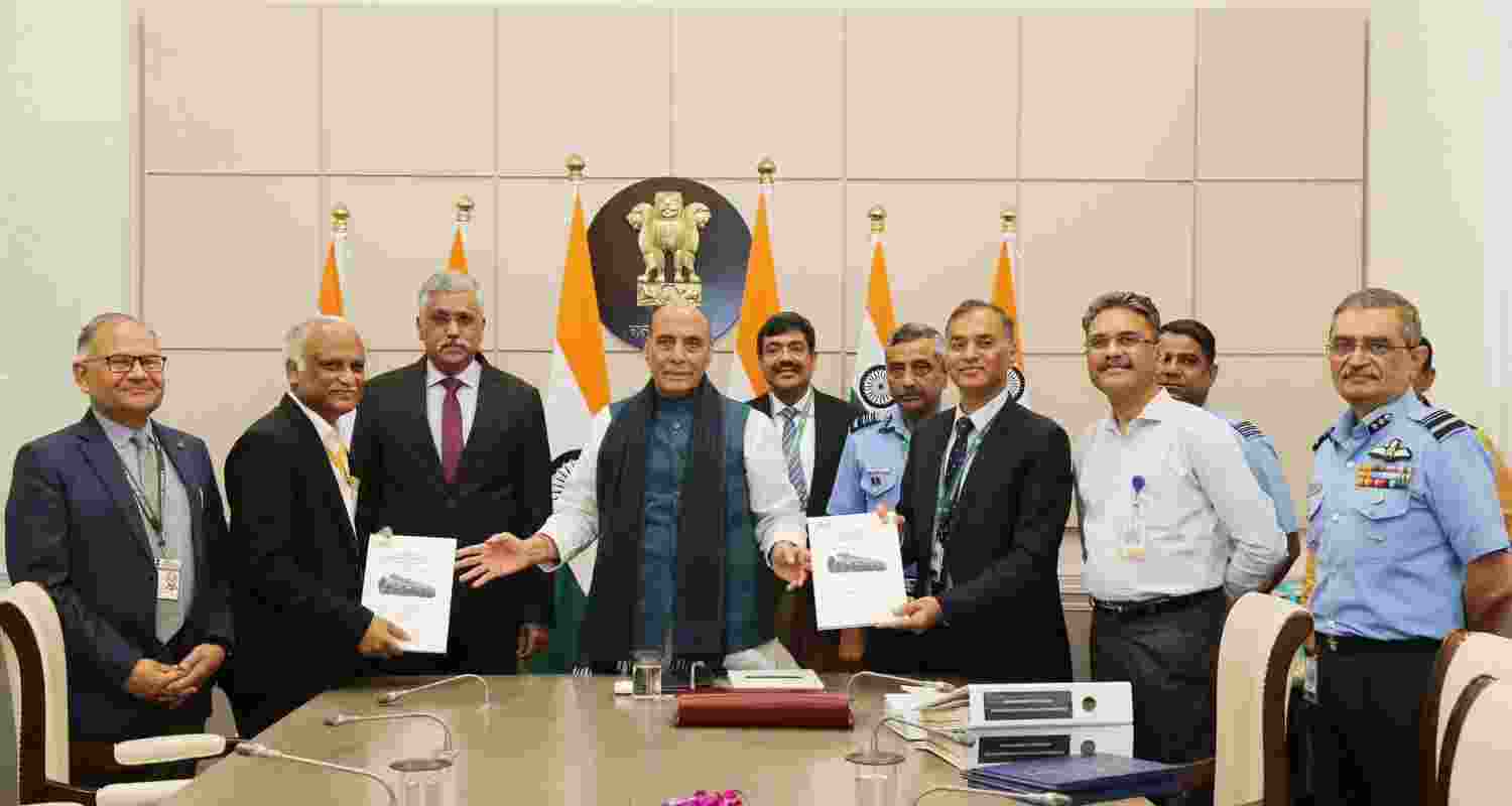 Defence Minister Rajnath Singh inks multi billion Defence deal. ( Image DefenceMinIndia X ).