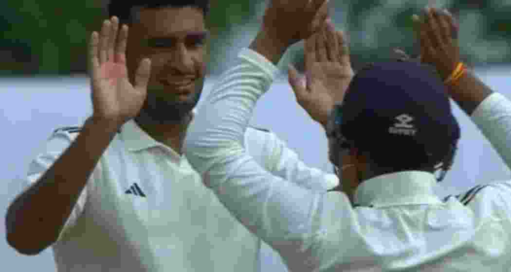 Anshul Kamboj celebrates as he took eighth wicket for India C in Duleep Trophy round 2. File Photo.