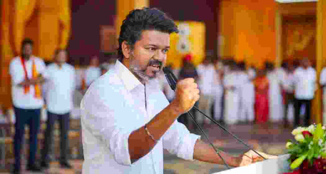 TVK chief Vijay addresses supporters during Tamil Nadu elections. (File photo)