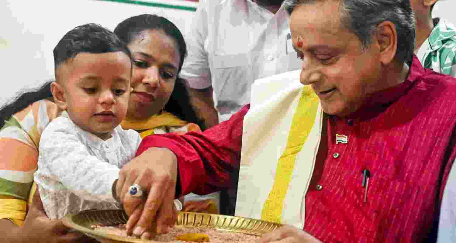 'Vidyarambham': Toddlers step into world of letters on Vijayadasami
