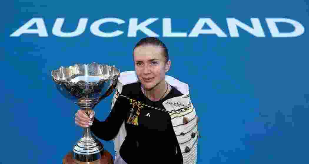 Elina Svitolina poses with the ASB Classic trophy after defeating China’s Wang Xinyu in the final at Auckland, claiming her 19th WTA Tour title.