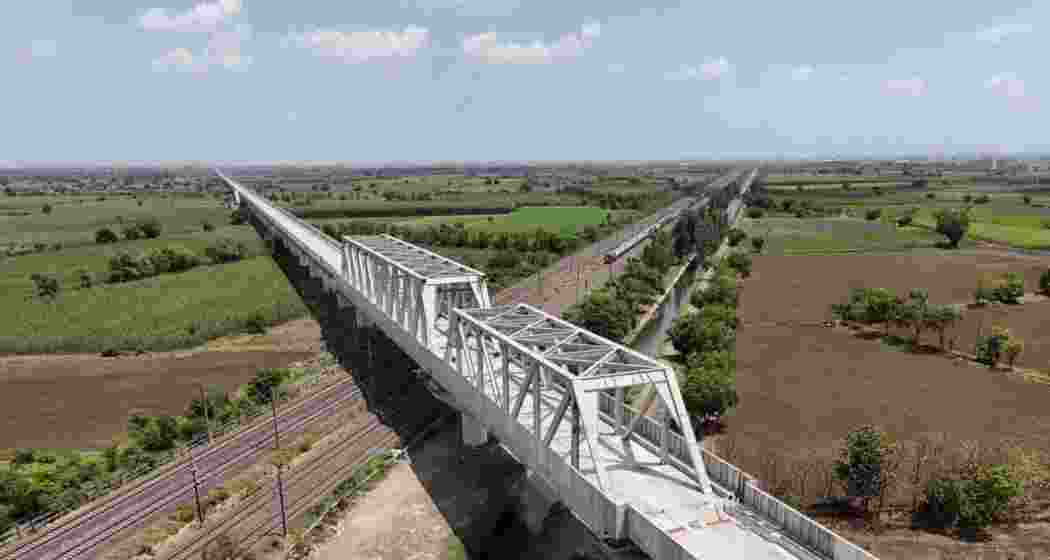 Construction work in progress on the first section of the bullet train project.