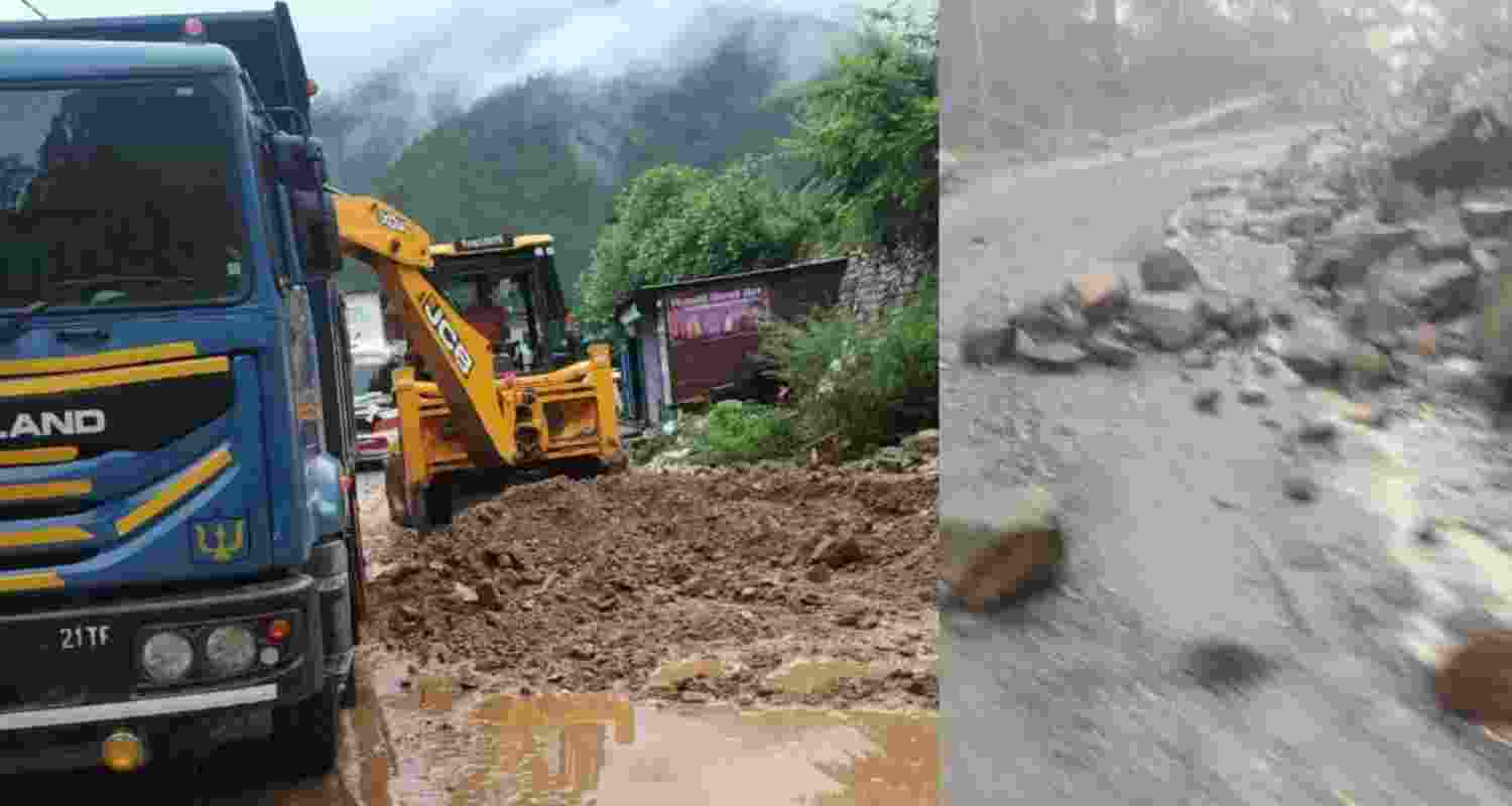 Yamunotri Highway blocked by debris.