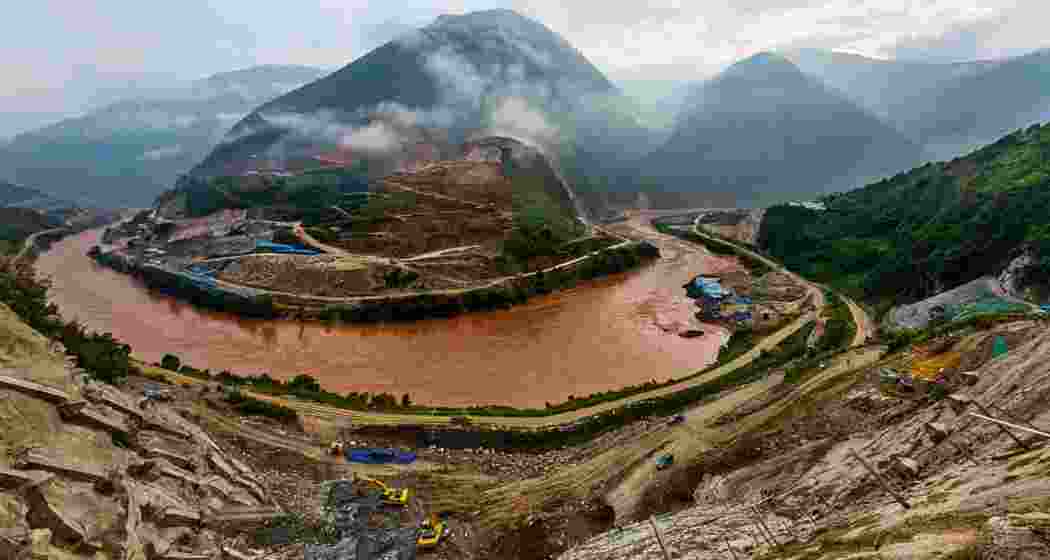 Work underway on China's Medog Hydropower Project on the Yarlung Tsangpo River in Tibet, near the Arunachal Pradesh border.