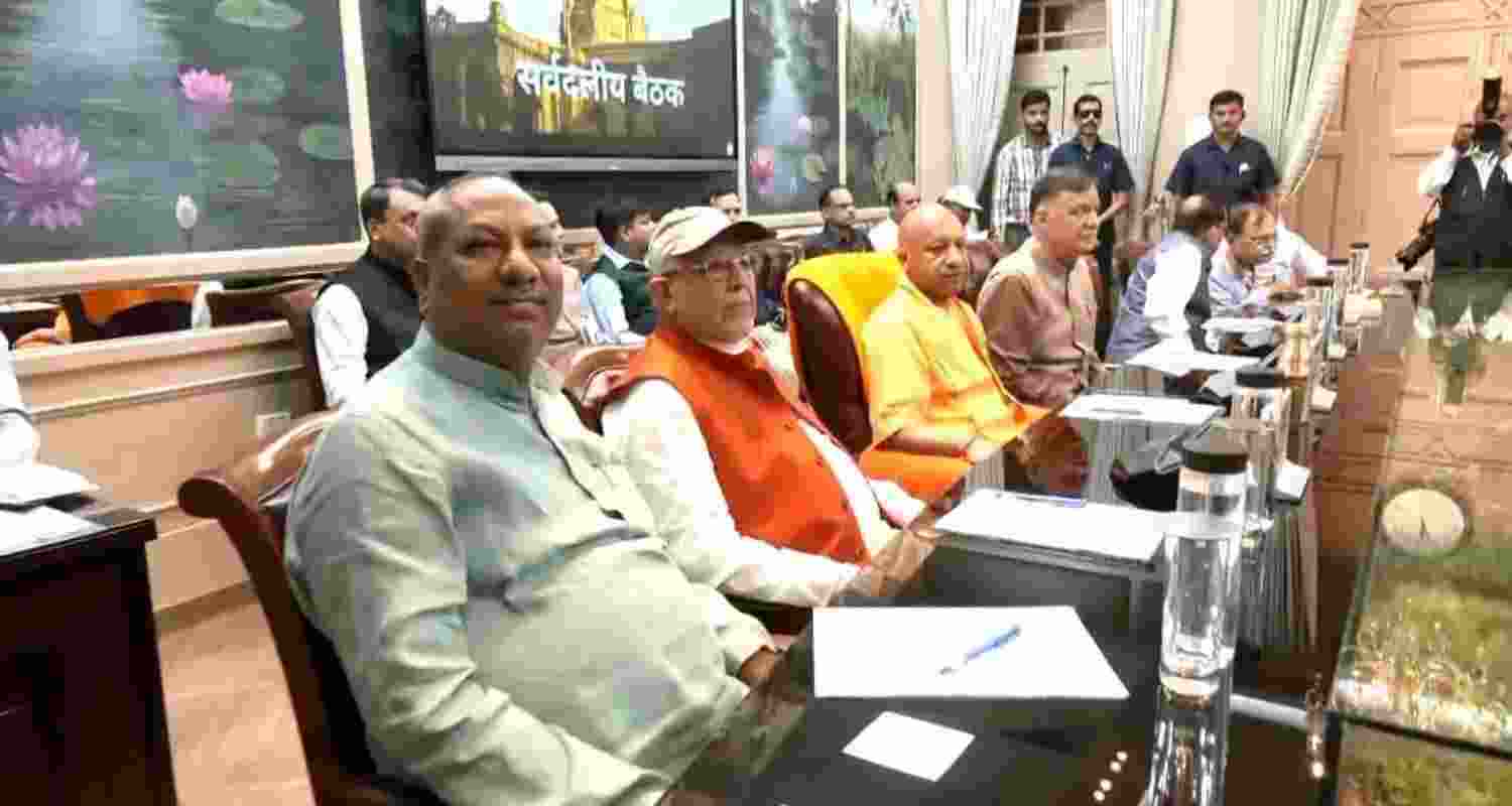 Yogi unveils new Vidhan Sabha dome, attends all-party meet
