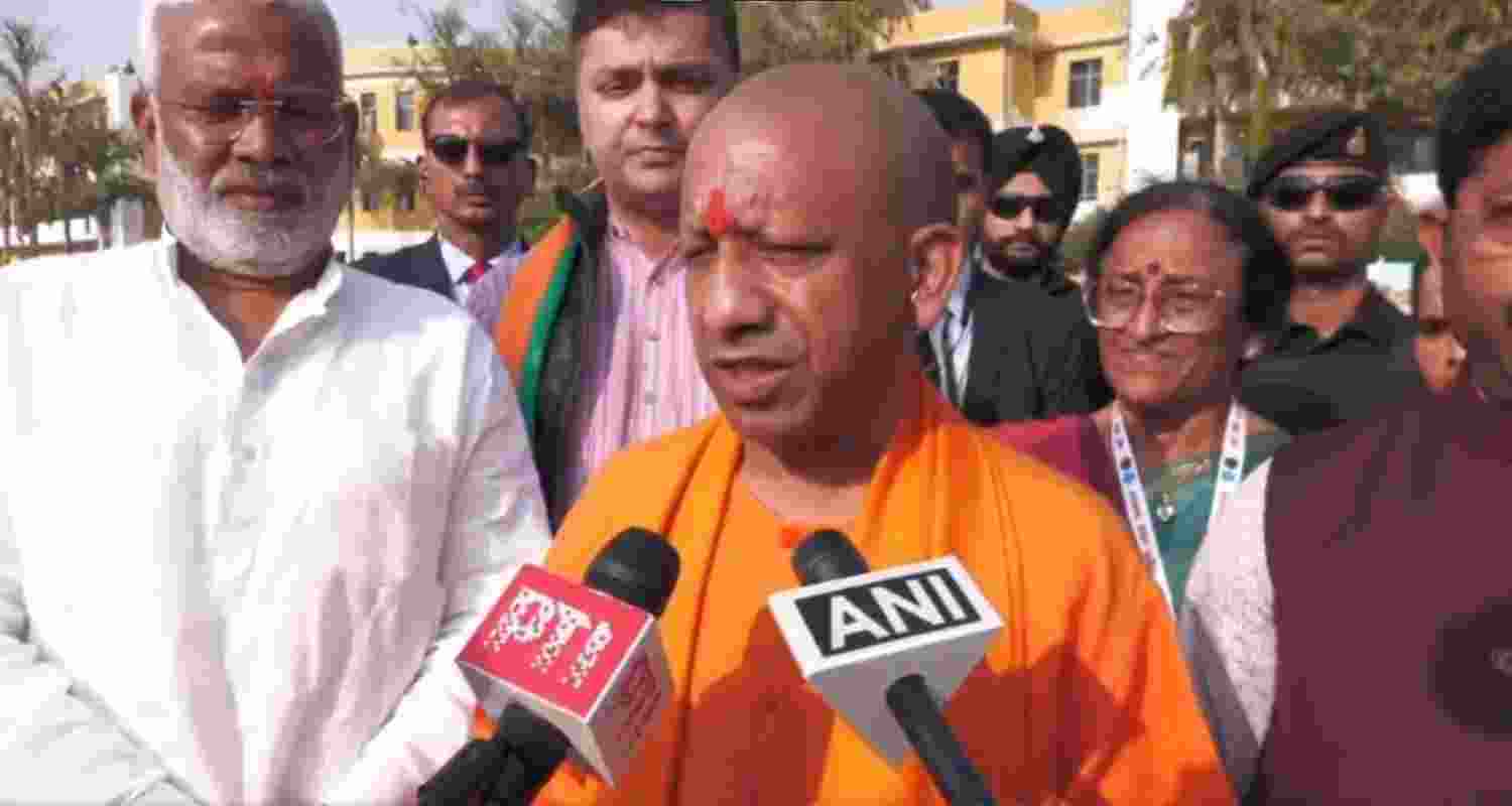 Uttar Pradesh CM Yogi Adityanath speaks to reporters. Screengrab via X/myogiadityanath