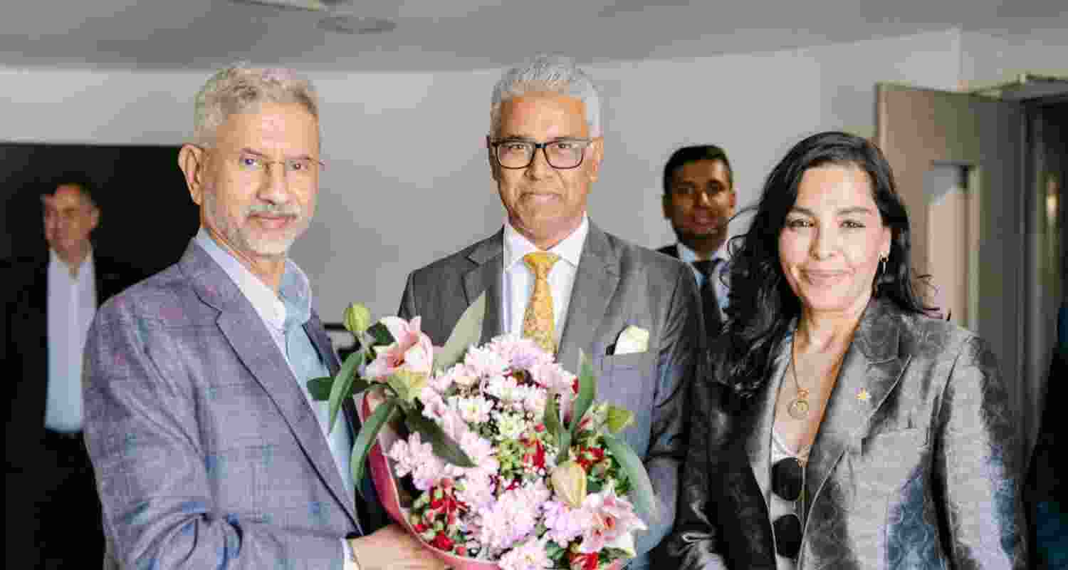 External Affairs Minister S Jaishankar being welcomed by European Union delegates in Cyprus.