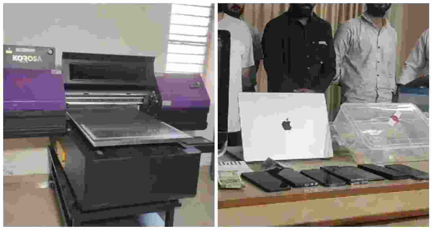 Sophisticated printing machinery and counterfeit Australian dollars in Ahmedabad seized by the police, revealing a high-tech operation run by an Australian citizen and his associate, who are now in custody. Sophisticated printing machinery and counterfeit Australian dollars in Ahmedabad seized by the police, revealing a high-tech operation run by an Australian citizen and his associate, who are now in custody.