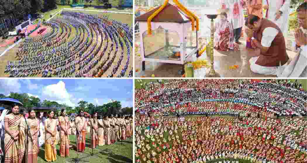 Scenes from Assam as Chief Minister Himanta Biswa Sarma pays obeisance to Bhupen Hazarika on his 14th death anniversary, while schoolchildren across the state sing his songs in tribute.