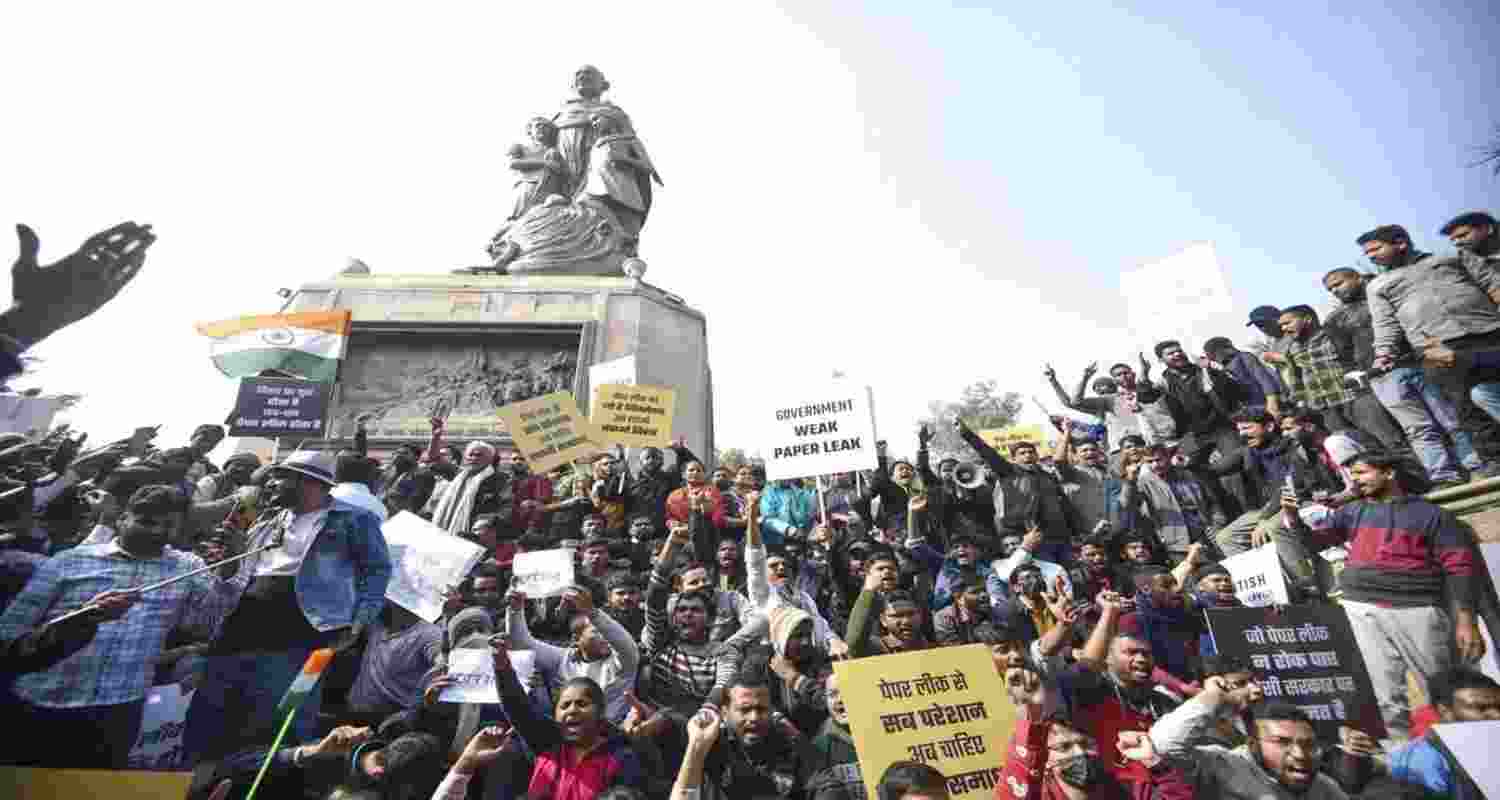 Protests in Bihar demanding cancellation of BPSC exam.