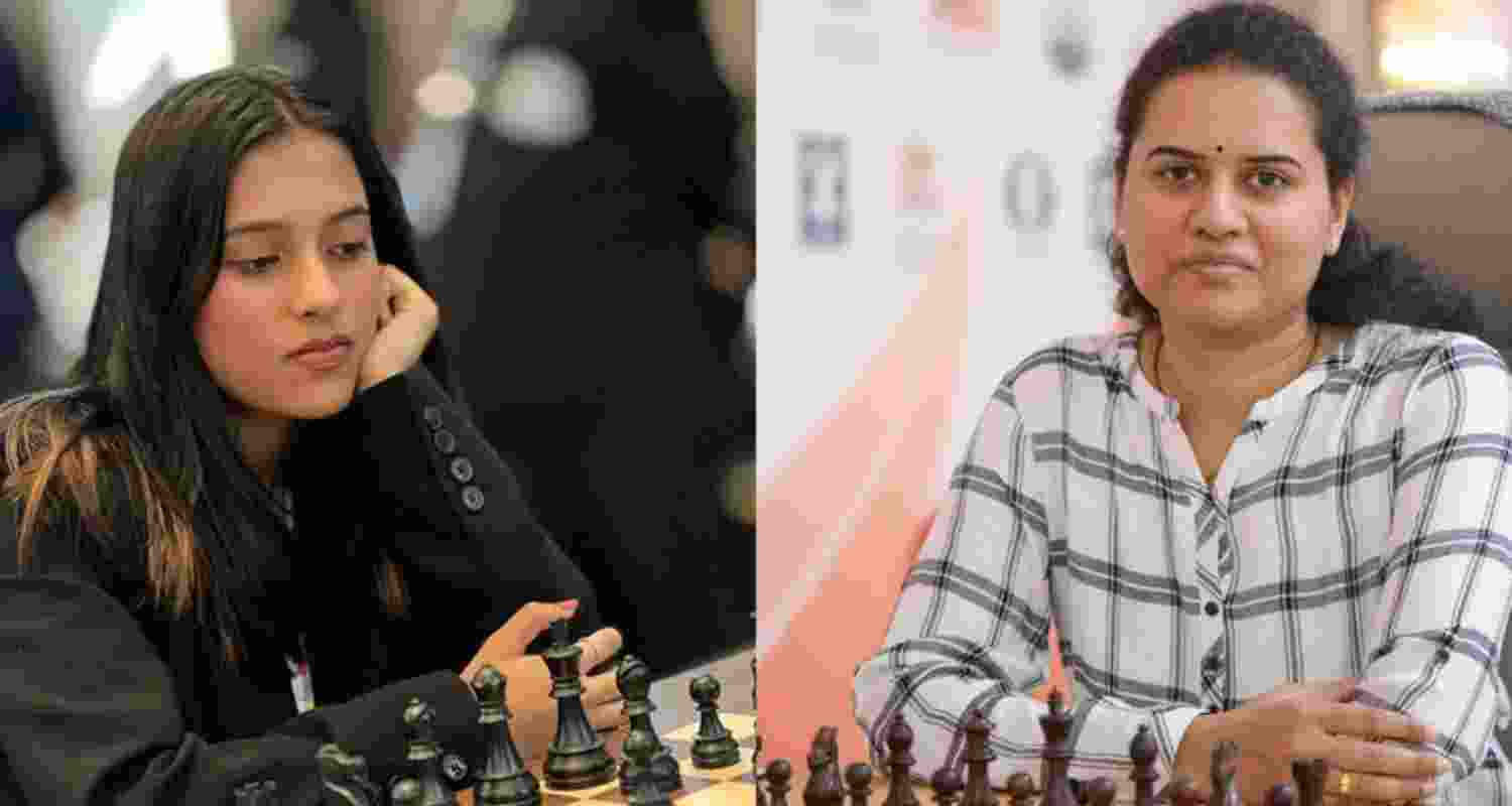 Divya Deshmukh and (right) Koneru Humpy.