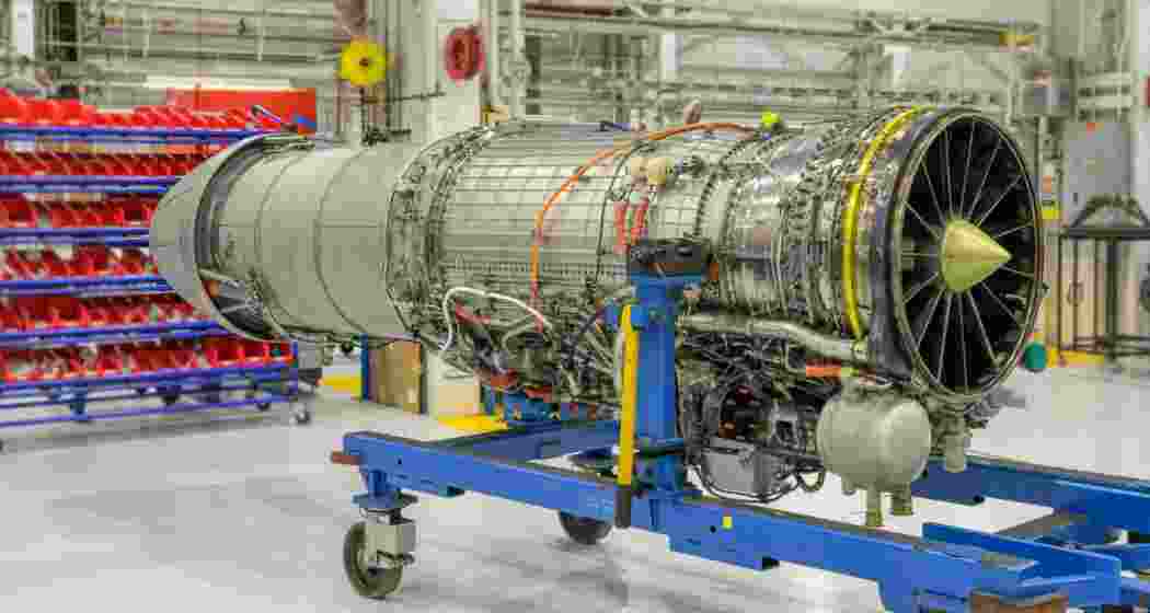 A file photo of the F404-GE-IN20 engine, which powers India’s Tejas Mk1A fighter jets.