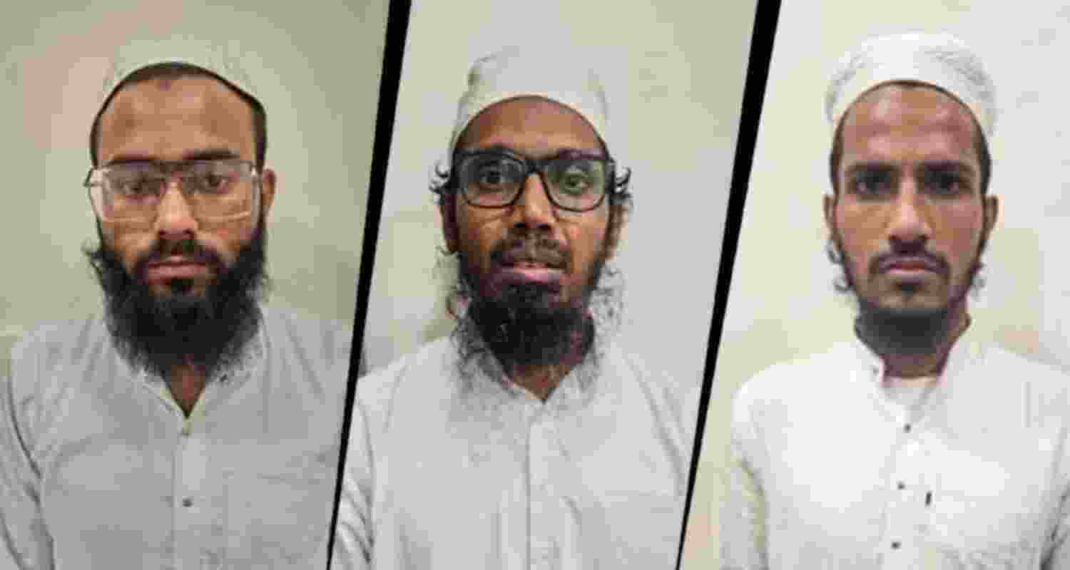 The men -- two from Uttar Pradesh and the doctor from Hyderabad (in middle) -- were arrested in a joint operation with central agencies.