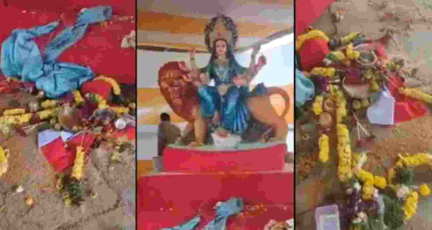 Telangana: A lunatic arrested for Durga idol vandalism Telangana: A lunatic arrested for Durga idol vandalism