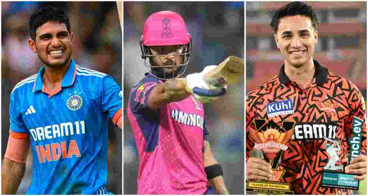(From left to right) Cricketers Shubman Gill, Riyan Parag, Abhishek Sharma.