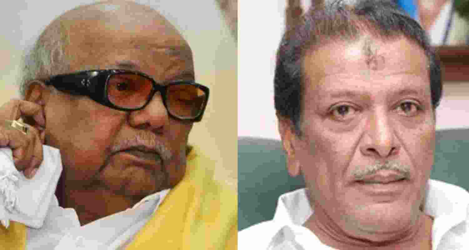 Dravida Munnetra Kazhagam supremo M Karunanidhi (left) and his eldest son MK Muthu.