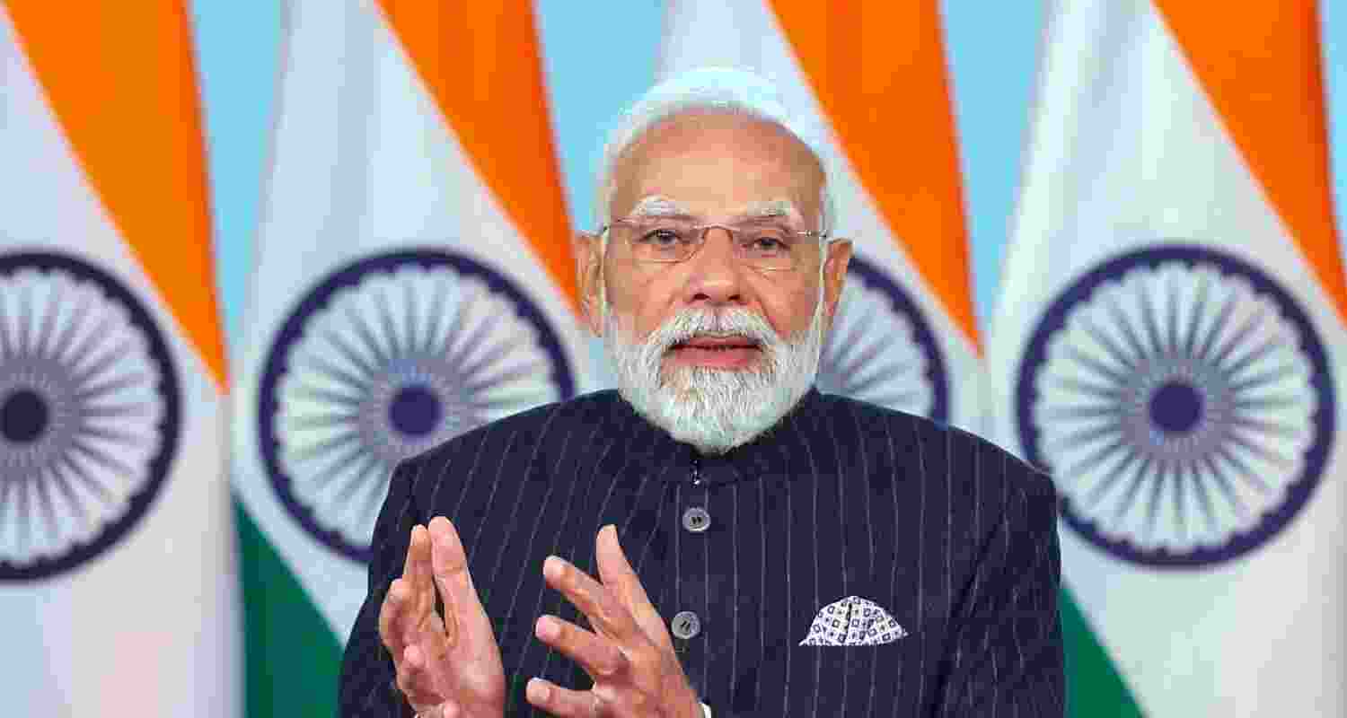 Prime Minister Narendra Modi speaks while inaugurating Indian space start-up Skyroot Aerospace's new Infinity Campus via video conference and unveils Vikram-I, the company's first orbital launch vehicle capable of placing satellites into orbit, in New Delhi. Prime Minister Narendra Modi speaks while inaugurating Indian space start-up Skyroot Aerospace's new Infinity Campus via video conference and unveils Vikram-I, the company's first orbital launch vehicle capable of placing satellites into orbit, in New Delhi.