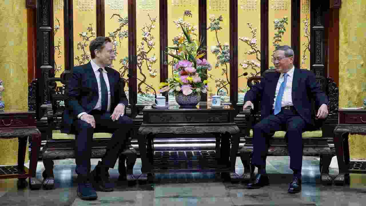 Elon Musk with Chinese Premier Li Qiang in Beijing. File Photo.