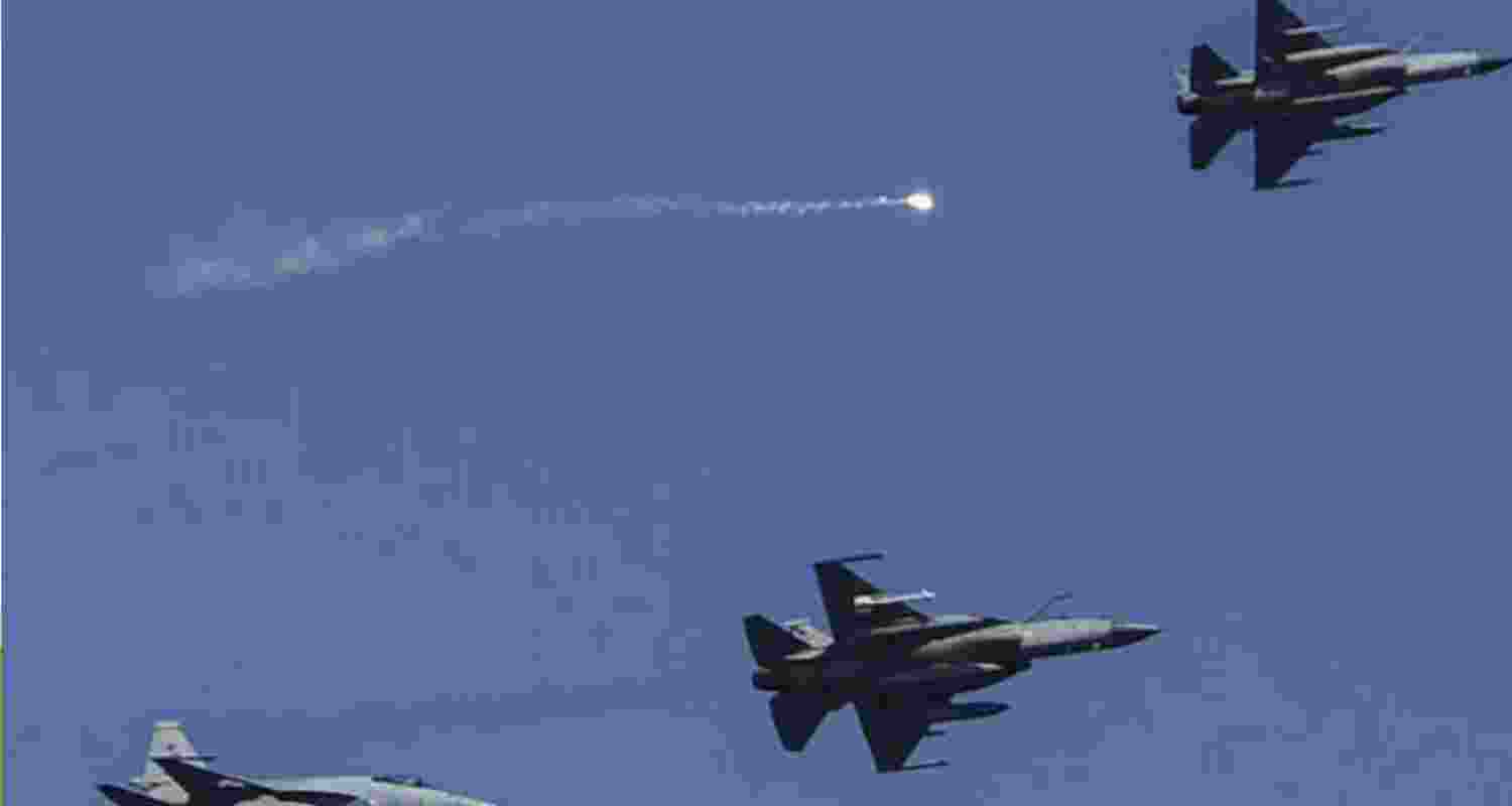 Fighter planes during an airstrike. Fighter planes during an airstrike.