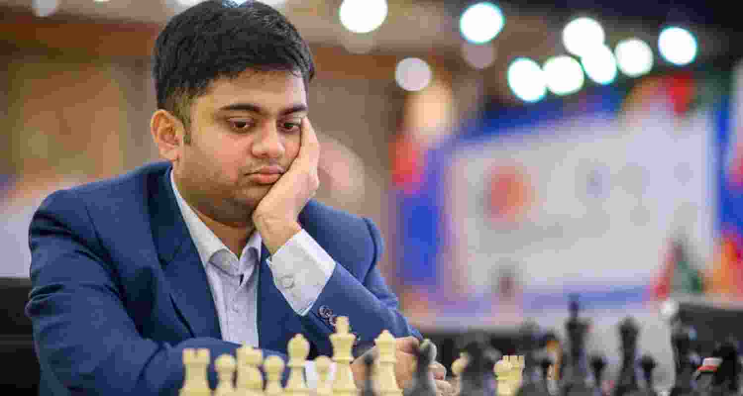 Grandmaster Diptayan Ghosh in action at the FIDE World Cup on Monday.
