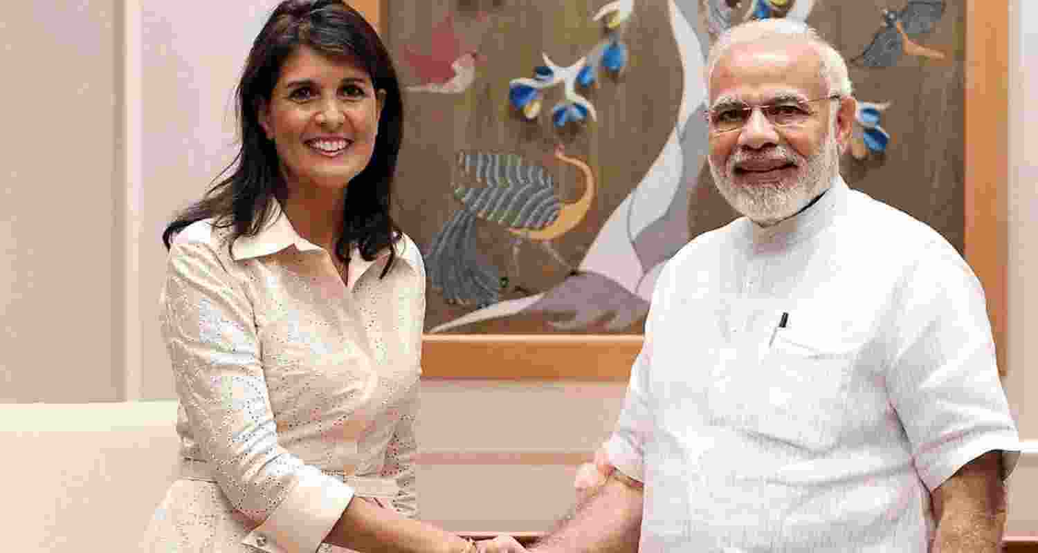 Former US ambassador to the UN, Nikki Haley along with Prime Minister Narendra Modi. Former US ambassador to the UN, Nikki Haley along with Prime Minister Narendra Modi.